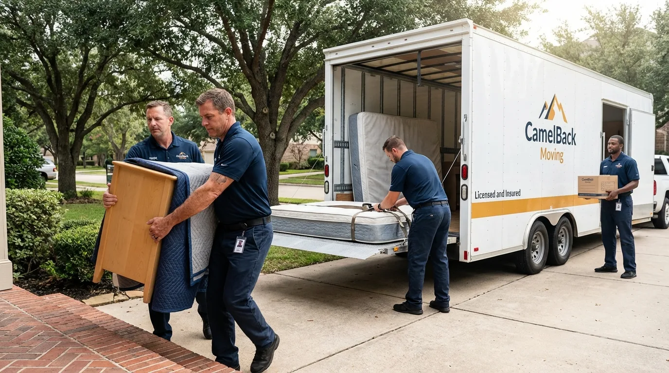 Crew loading residential truck for cross-state move from Great Falls, MT