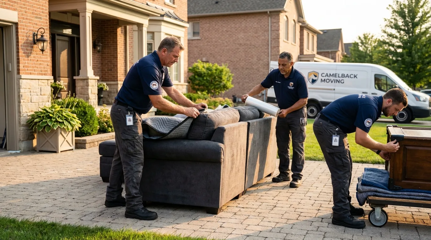 Large estate moving crew wrapping furniture in Great Falls, MT